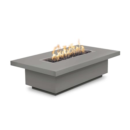 The Outdoor Plus 84 Rectangular Fremont Fire Table - Powder Coated Metal - Pewter - Match Lit - Natural Gas OPT-FRMPC8415-PEW-NG